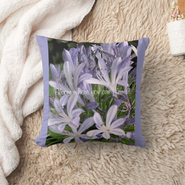 Blooming Purple Agapanthus Flower Pillow (Blanket)
