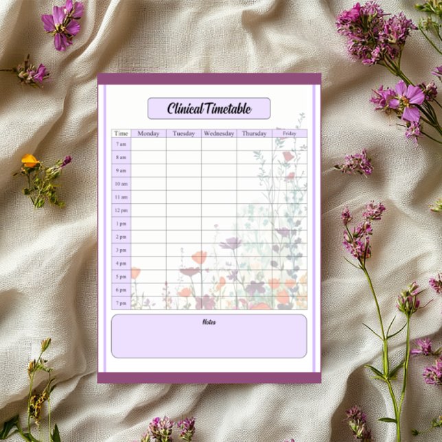 Blooming Purple Garden _ Clinical Timetable Notepad (Creator Uploaded)