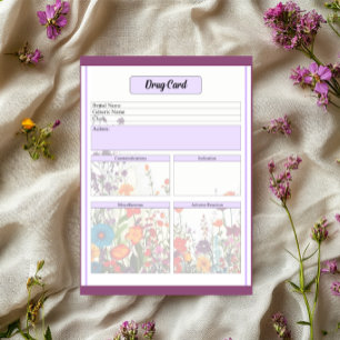 Blooming Purple Garden _Drug Card Notepad