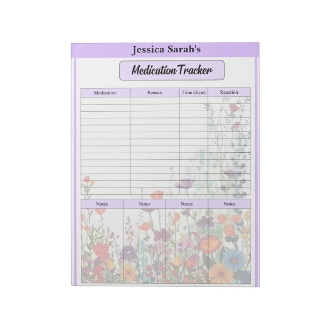 Blooming Purple Garden_ Medication Tracker Notepad (Rotated)