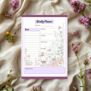 Blooming Purple Garden_ Weekly Planner Notepad