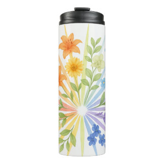Blooming Radiance – Water Bottle with Rainbow Flow