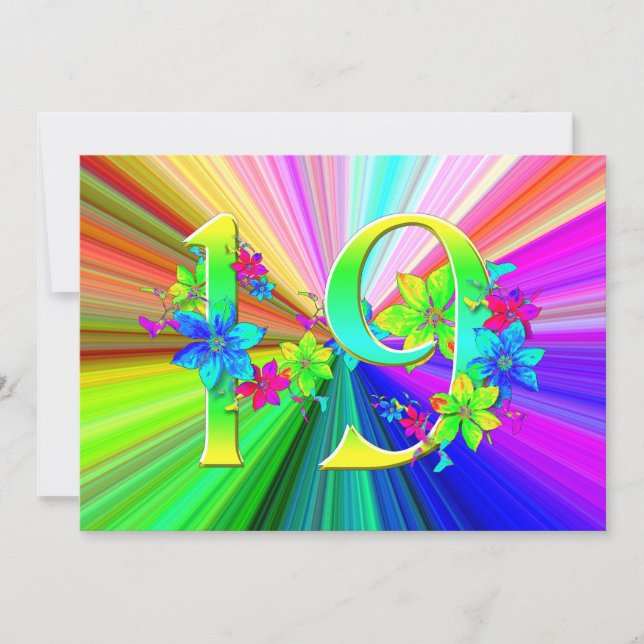 Blooming Rainbow Flowers for 19th Birthday (Front)