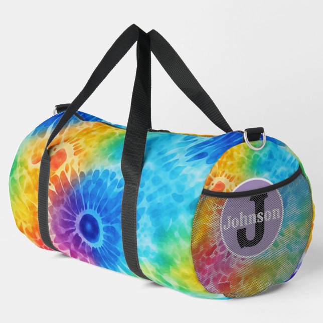 Blooming Rainbow Tie Dye Travel Duffle Bag (Right Corner)