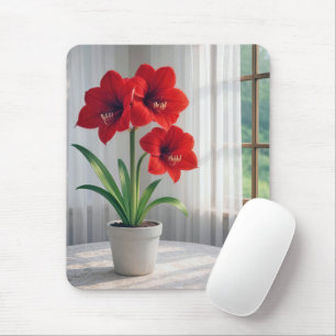 Blooming Red Amaryllis Mouse Pad
