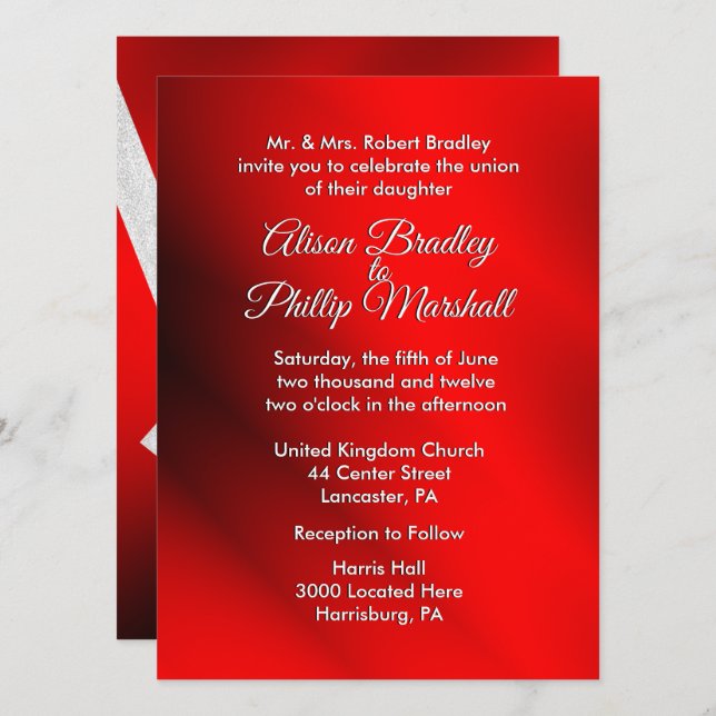 Blooming Red Christmas Theme Wedding Invitation (Front/Back)