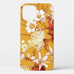 Blooming Retro: Unfinished Floral Line Art iPhone 12 Case