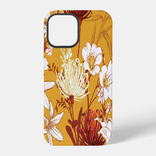 Blooming Retro: Unfinished Floral Line Art iPhone 12 Case