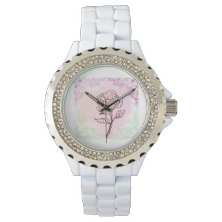 Blooming Rose White Ceramic Fashion Wrist Watch