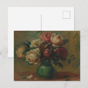 Blooming Roses in a Vase by Pierre Renoir Classic Postcard