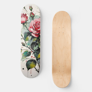 Blooming Roses Watercolor Skateboard