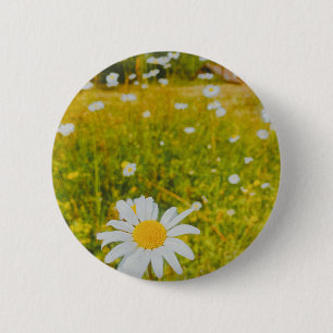 Blooming scandinavian summer field 6 cm round badge