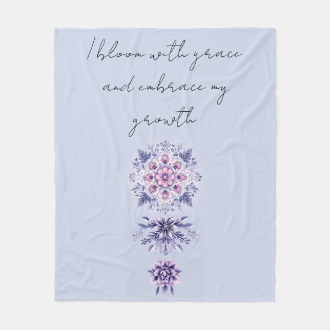 Blooming Serenity Mandala Fleece Blanket (Front)