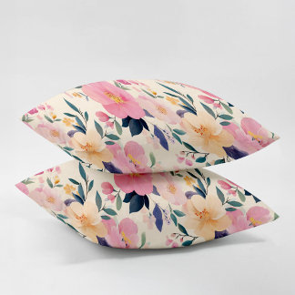 Blooming Serenity Pink Roses Watercolor Pillowcase