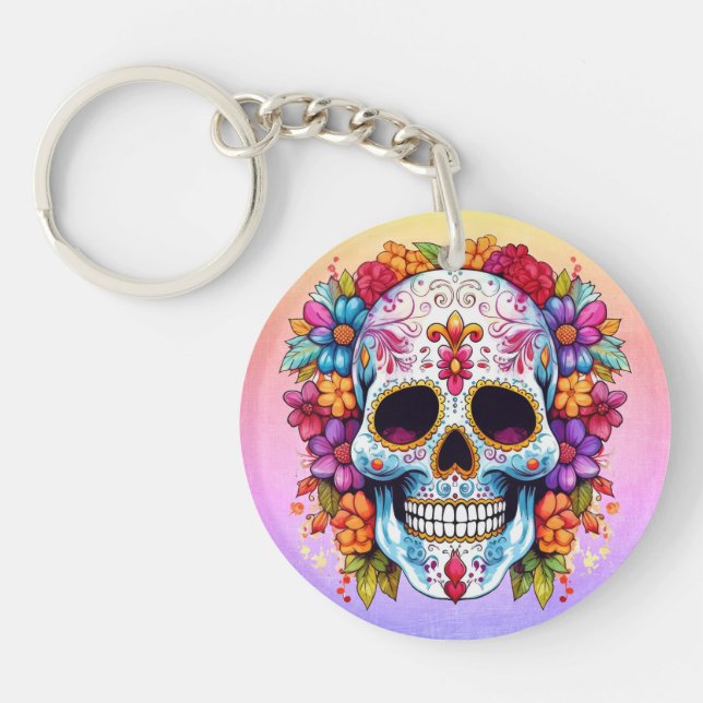 Blooming Skull Key Ring (Front)