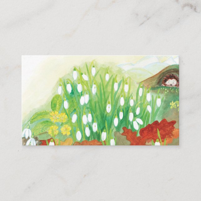 Blooming Snowdrops and a Hedgehog Enclosure Card (Front)