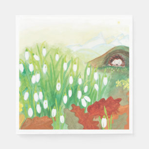 Blooming Snowdrops and a Hedgehog  Napkin