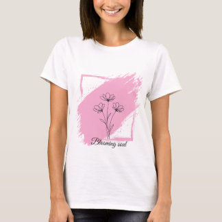Blooming Soul - Minimalist Floral Line Art flower T-Shirt