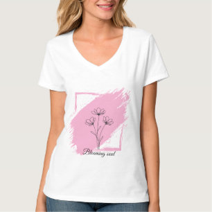 Blooming Soul - Minimalist Floral Line Art flower T-Shirt