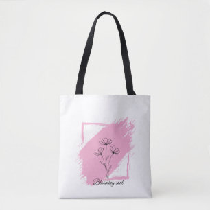 Blooming Soul - Minimalist Floral Line Art flower Tote Bag
