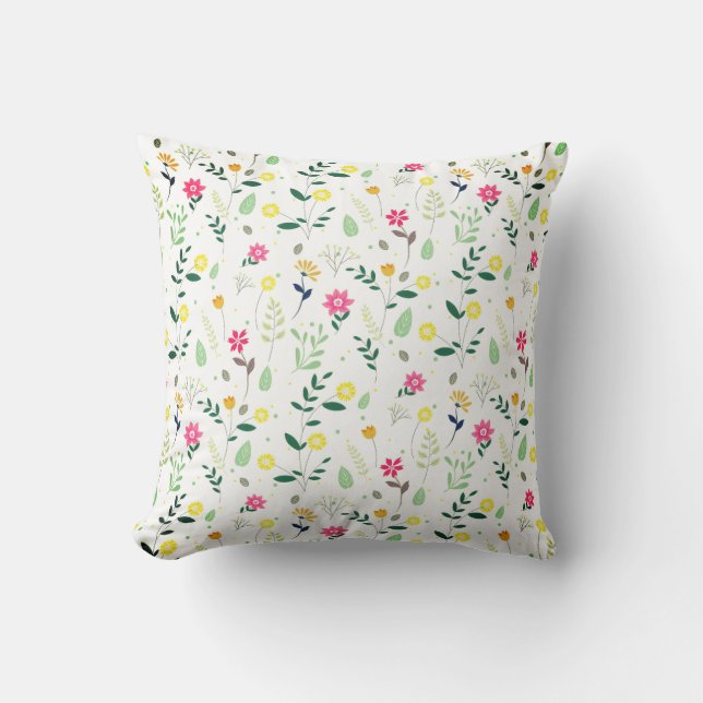 Blooming Spring Whispers With White Petals Cushion (Front)