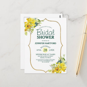 Blooming Spring Yellow Floral Bridal Shower Postcard