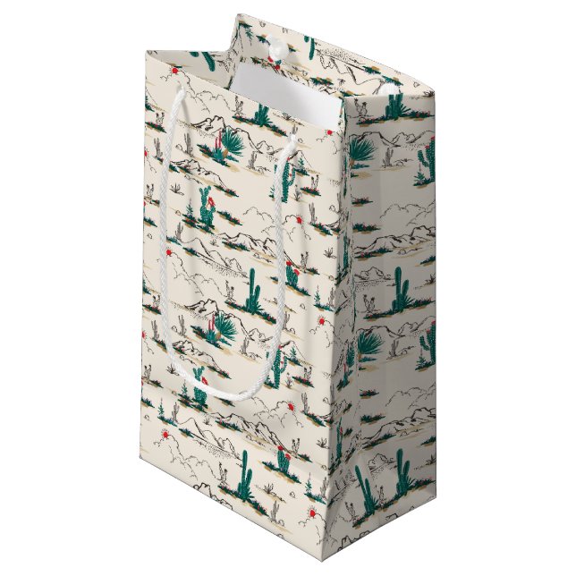 Blooming Succulents Pattern Small Gift Bag (Front Angled)