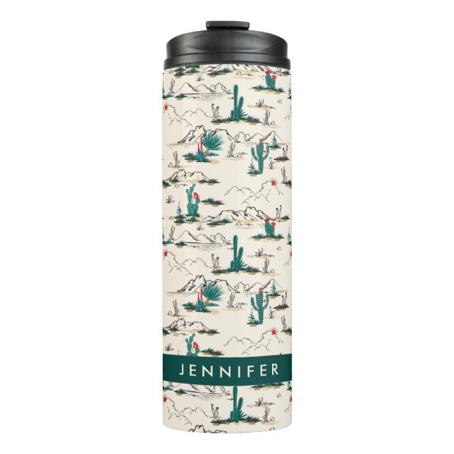 Blooming Succulents Pattern Thermal Tumbler (Front)