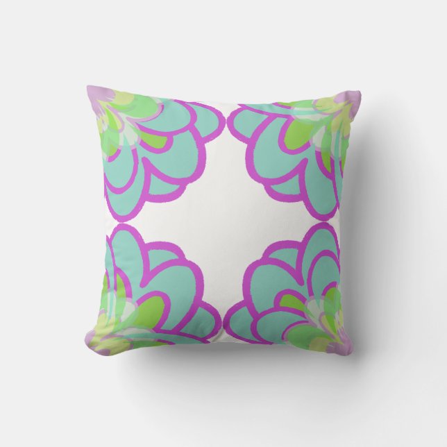 Blooming Succulents Throw Pillow (Front)