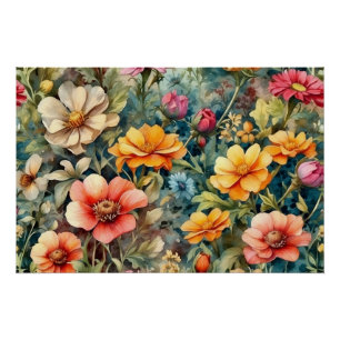 Blooming Summer Garden Flowers  Poster