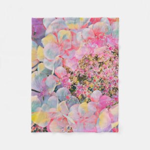 Blooming Summer Hydrangea Flower Fleece Blanket