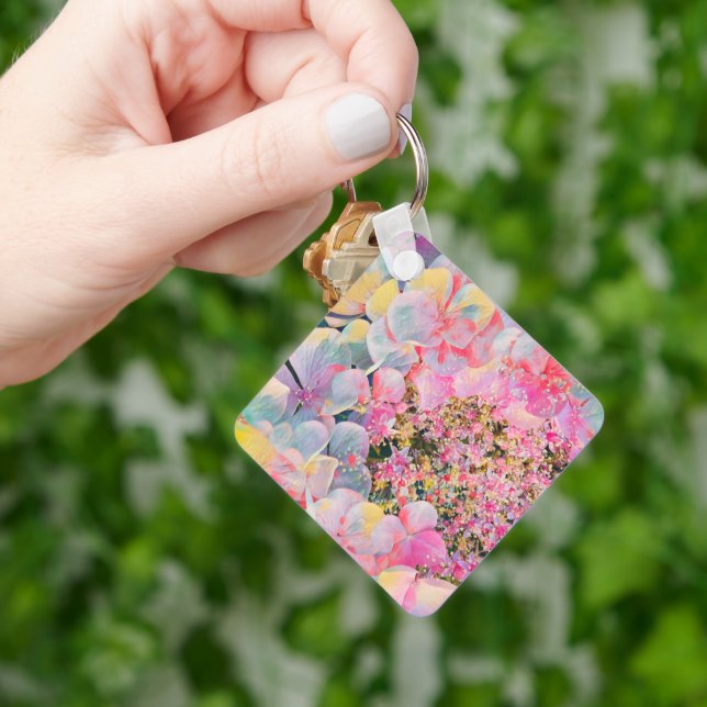 Blooming Summer Hydrangea Flower Key Ring (Hand)