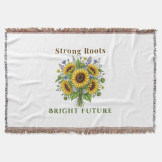 Blooming Sunflowers Botanical Floral Art Gift Throw Blanket
