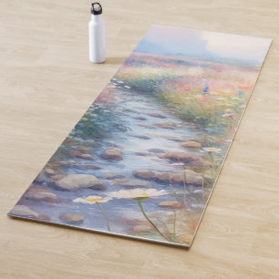 Blooming Tranquility: Scenic Floral Landscape  Yoga Mat