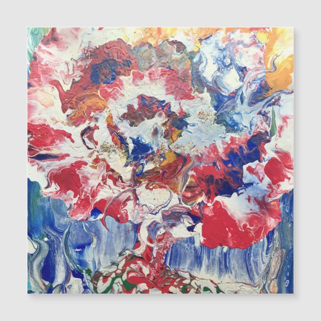 Blooming tree abstract red white blue yellow (Front)