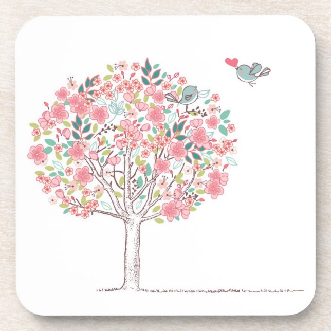 Blooming Tree and Birds in Love Coaster (Front)