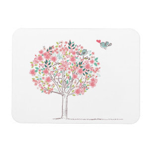 Blooming Tree and Birds in Love Magnet