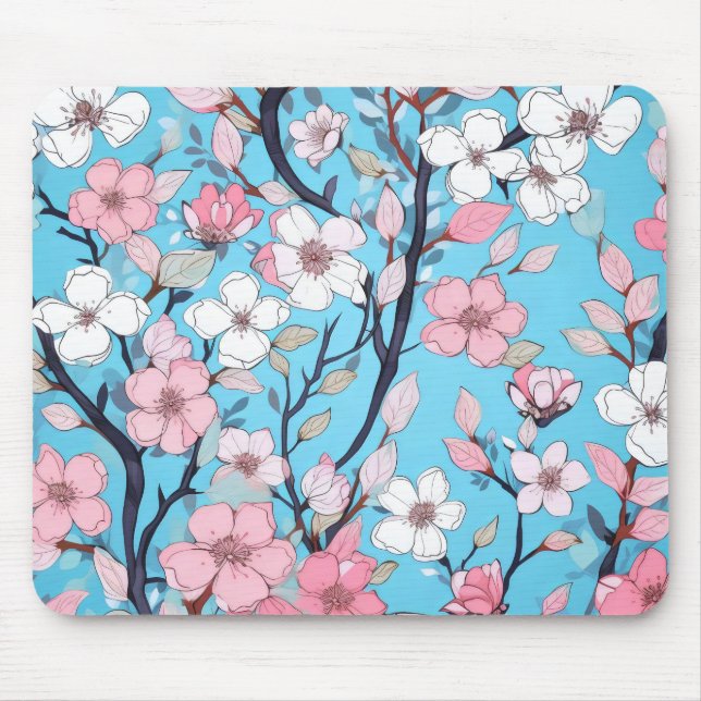 Blooming Tree Blue Sky Mouse Pad (Front)