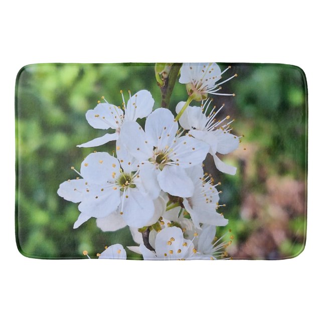 Blooming Tree in Spring Romania – Blossom Photogra Bath Mat (Front)