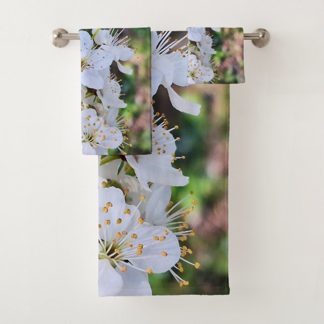 Blooming Tree in Spring Romania – Blossom Photogra Bath Towel Set (Insitu)