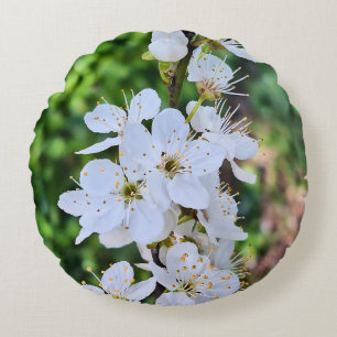 Blooming Tree in Spring Romania – Blossom Photogra Round Cushion