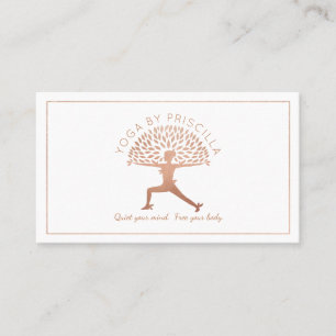 Blooming Tree Woman Yoga Pose Logo Business Card
