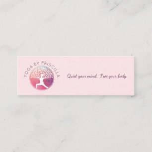 Blooming Tree Woman Yoga Pose Logo Mini Business Card