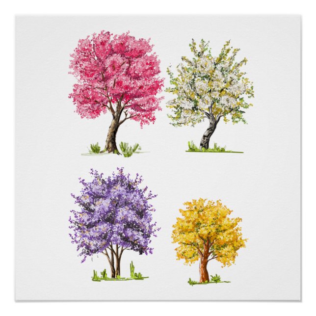 Blooming trees, imaginary colors. poster (Front)