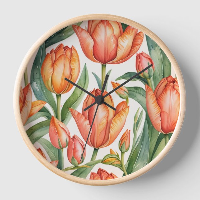 Blooming Tulip Elegance Clock (Front)