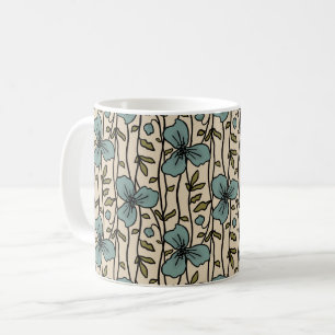 Blooming Vertical Garden Delight Teal Blue Flowers Coffee Mug