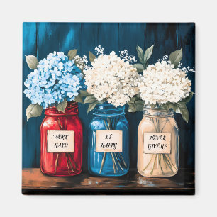 Blooming Vintage Country Hydrangea Trio Magnet