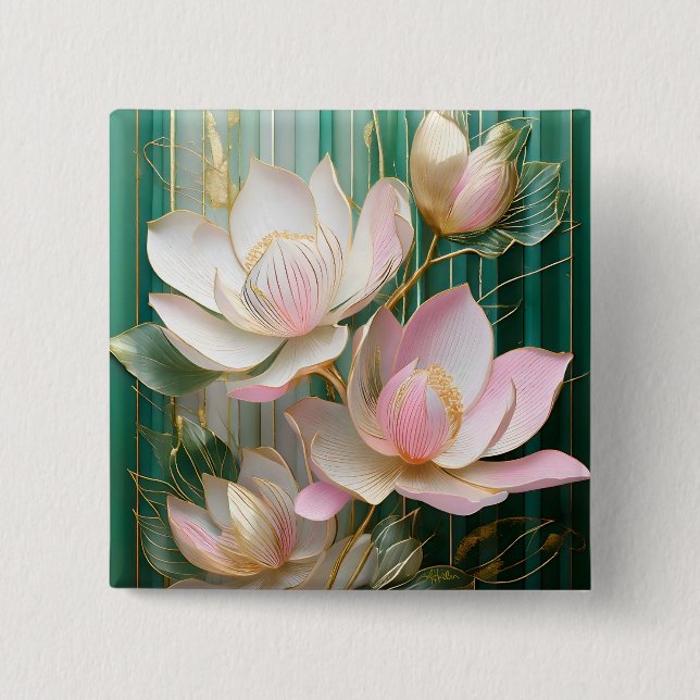 Blooming Wallpaper Japanese Magnolia Art 15 Cm Square Badge (Front)