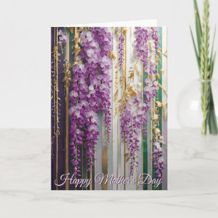 Blooming Wallpaper Violet Gold Wisteria Card