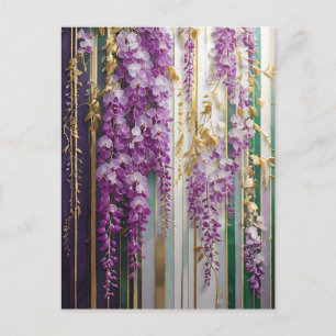 Blooming Wallpaper Violet Gold Wisteria Postcard